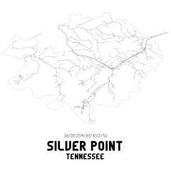 Silver Point Tennessee. US street map with black and white lines.