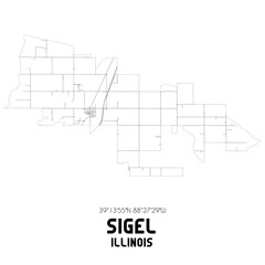 Sigel Illinois. US street map with black and white lines.