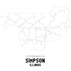 Fototapeta premium Simpson Illinois. US street map with black and white lines.
