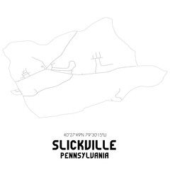 Slickville Pennsylvania. US street map with black and white lines.