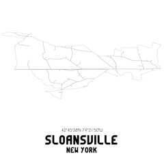 Sloansville New York. US street map with black and white lines.