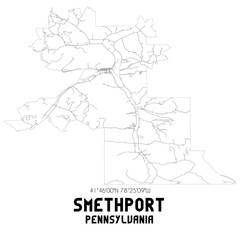 Smethport Pennsylvania. US street map with black and white lines.
