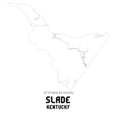 Slade Kentucky. US street map with black and white lines.