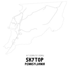Skytop Pennsylvania. US street map with black and white lines.