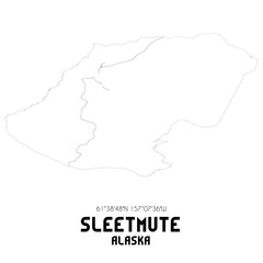 Sleetmute Alaska. US street map with black and white lines.