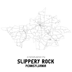 Slippery Rock Pennsylvania. US street map with black and white lines.