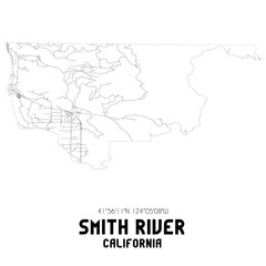 Smith River California. US street map with black and white lines.