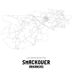 Fototapeta na wymiar Smackover Arkansas. US street map with black and white lines.