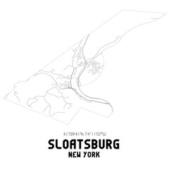 Sloatsburg New York. US street map with black and white lines.
