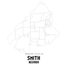 Smith Nevada. US street map with black and white lines.
