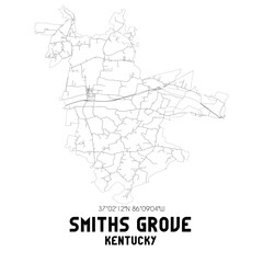 Smiths Grove Kentucky. US street map with black and white lines.