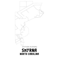 Smyrna North Carolina. US street map with black and white lines.