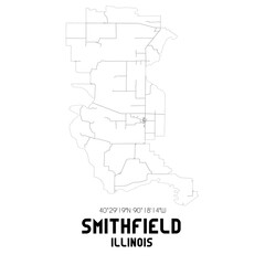 Smithfield Illinois. US street map with black and white lines.