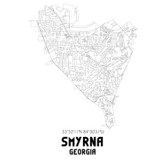 Smyrna Georgia. US street map with black and white lines.
