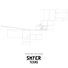 Smyer Texas. US street map with black and white lines.