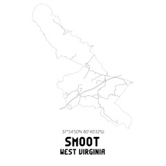 Smoot West Virginia. US street map with black and white lines.