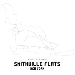 Smithville Flats New York. US street map with black and white lines.