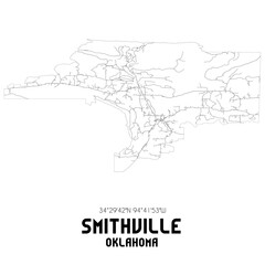 Smithville Oklahoma. US street map with black and white lines.