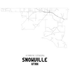 Snowville Utah. US street map with black and white lines.