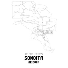 Sonoita Arizona. US street map with black and white lines.
