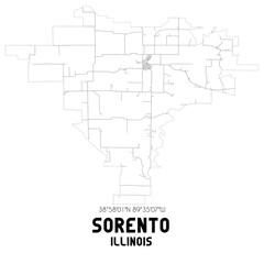 Sorento Illinois. US street map with black and white lines.