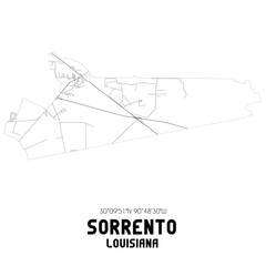 Sorrento Louisiana. US street map with black and white lines.