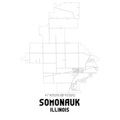 Somonauk Illinois. US street map with black and white lines.