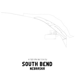 South Bend Nebraska. US street map with black and white lines.