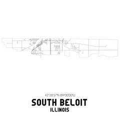 South Beloit Illinois. US street map with black and white lines.