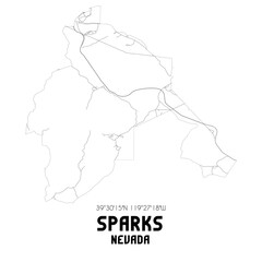 Sparks Nevada. US street map with black and white lines.