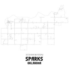 Sparks Oklahoma. US street map with black and white lines.