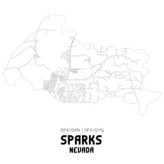 Obraz premium Sparks Nevada. US street map with black and white lines.