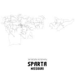 Sparta Missouri. US street map with black and white lines.