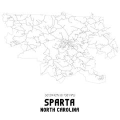 Sparta North Carolina. US street map with black and white lines.