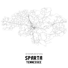 Sparta Tennessee. US street map with black and white lines.