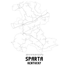 Obraz premium Sparta Kentucky. US street map with black and white lines.
