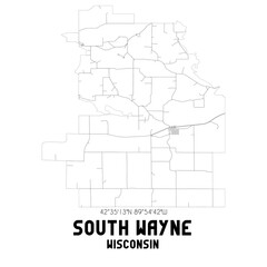 South Wayne Wisconsin. US street map with black and white lines.
