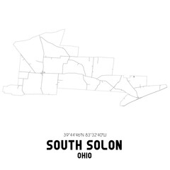 South Solon Ohio. US street map with black and white lines.