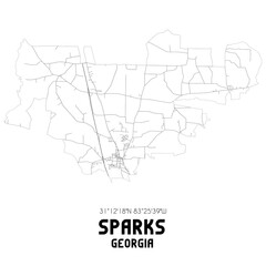 Sparks Georgia. US street map with black and white lines.