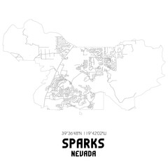 Sparks Nevada. US street map with black and white lines.