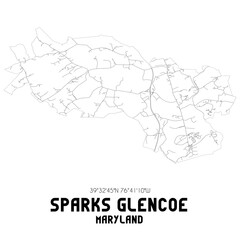Obraz premium Sparks Glencoe Maryland. US street map with black and white lines.