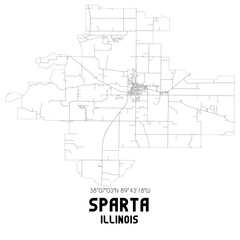 Sparta Illinois. US street map with black and white lines.