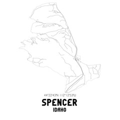 Spencer Idaho. US street map with black and white lines.