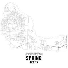 Fototapeta na wymiar Spring Texas. US street map with black and white lines.