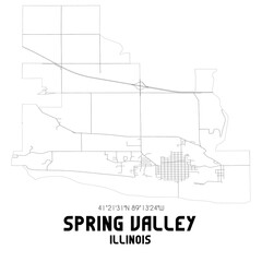 Spring Valley Illinois. US street map with black and white lines.