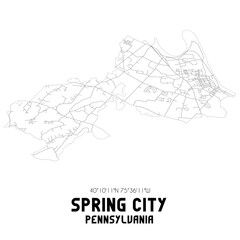 Spring City Pennsylvania. US street map with black and white lines.