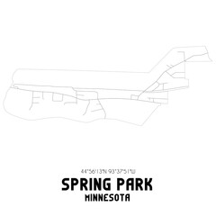 Spring Park Minnesota. US street map with black and white lines.