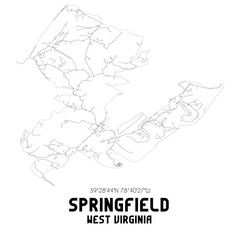 Springfield West Virginia. US street map with black and white lines.