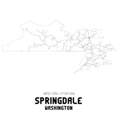 Springdale Washington. US street map with black and white lines.