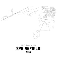 Springfield Ohio. US street map with black and white lines.